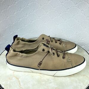 Sperry Sneakers Women 9.5 Brown Canvas Pier View Elastic Back Casual Chic Shoes